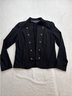 Tommy Hilfiger Jacket Womens P S Black Long Sleeve Open Front Military Band